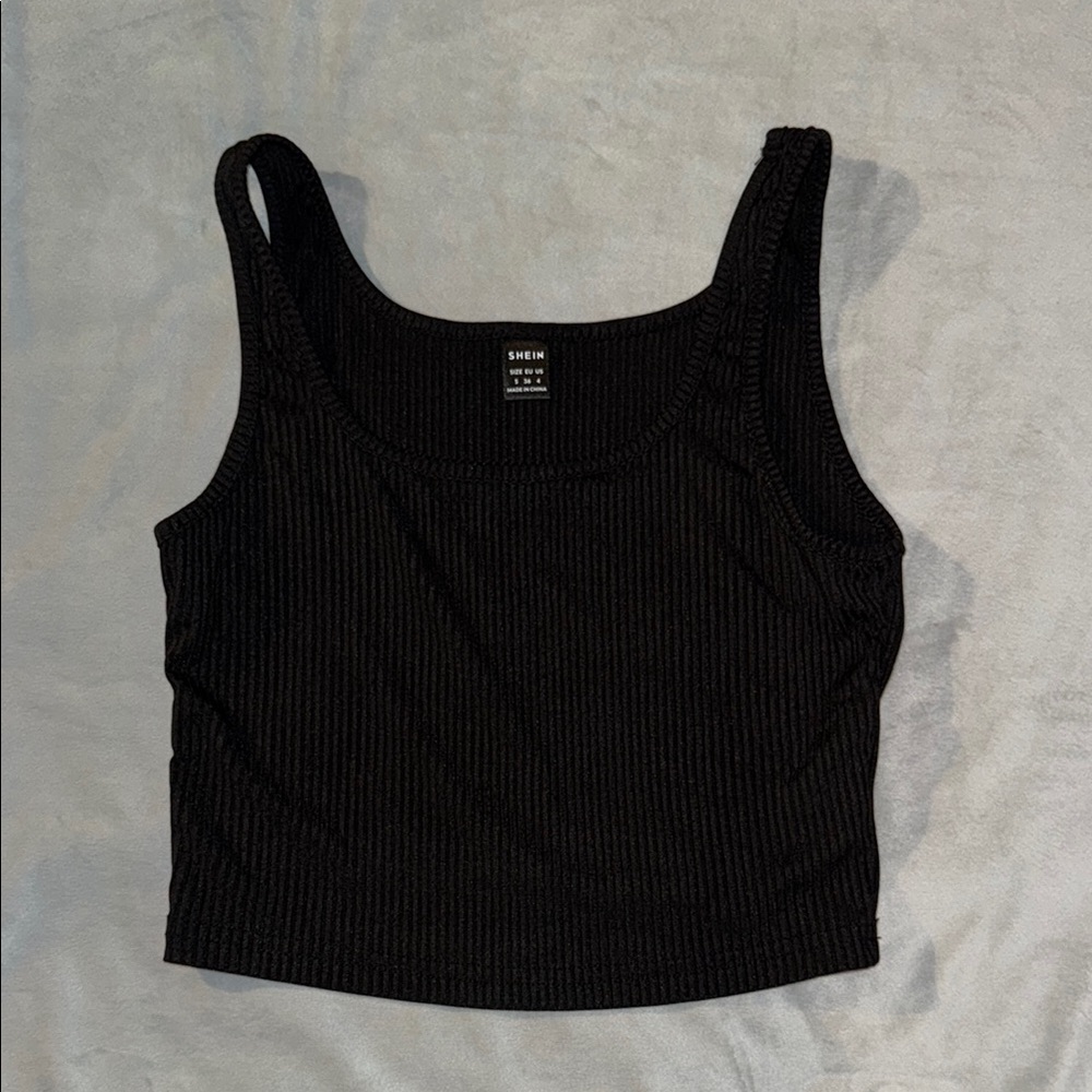 SHEIN Black Ribbed Women's Tank Top